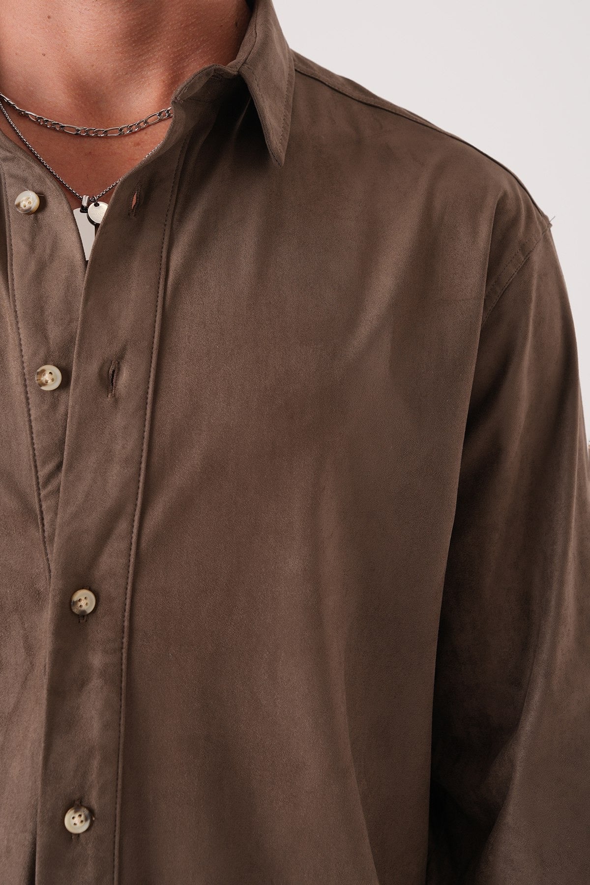 Men’s Long Sleeve Button-Down Shirt – Earth Brown