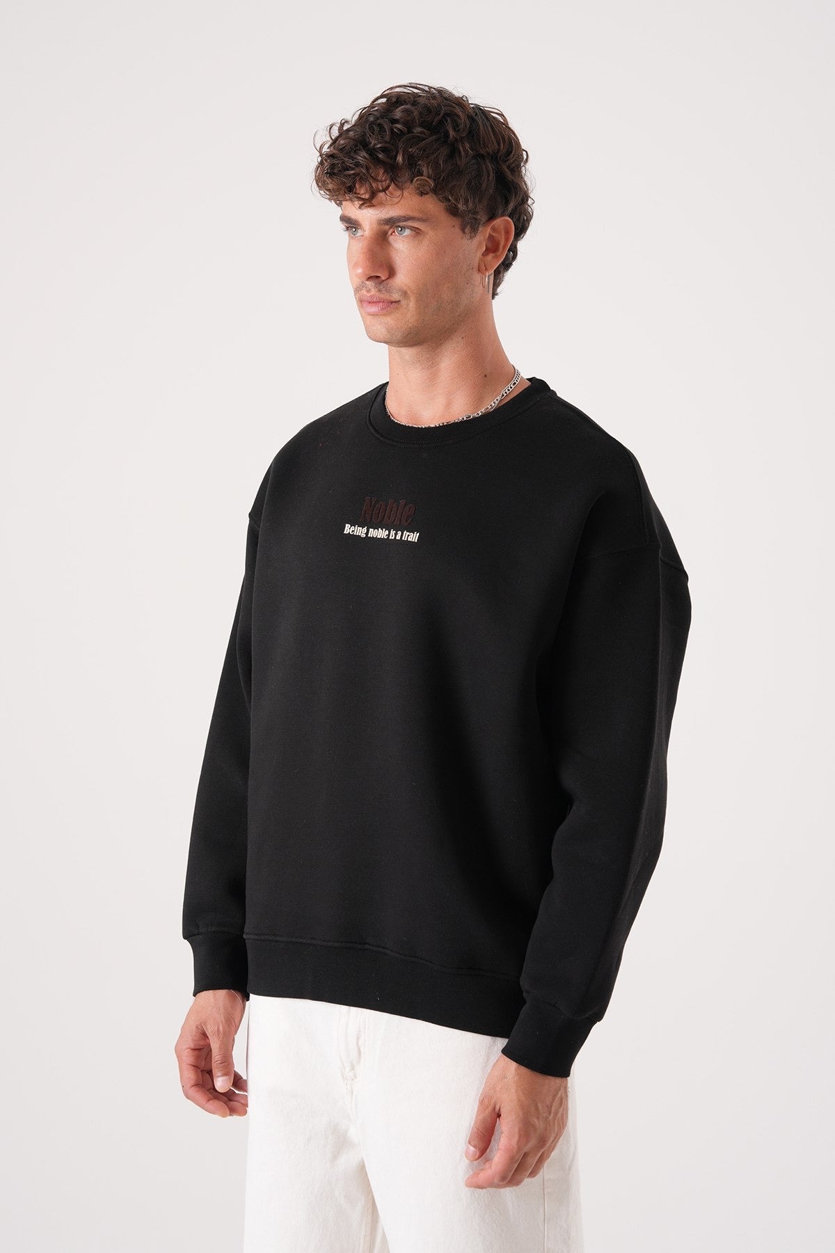 Men’s Black Crewneck Sweatshirt – Noble Quote Edition