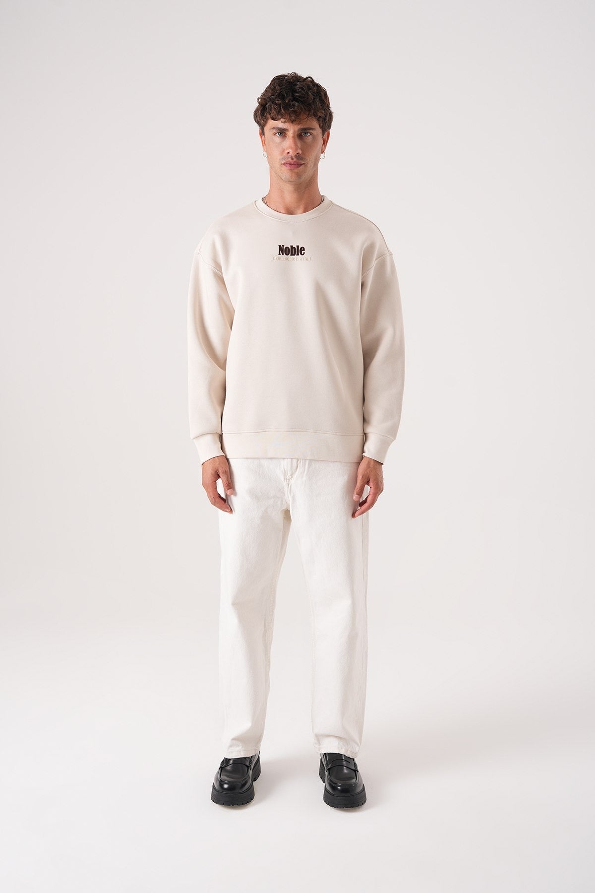 Men’s Off-White Crewneck Sweatshirt – Noble Quote Edition