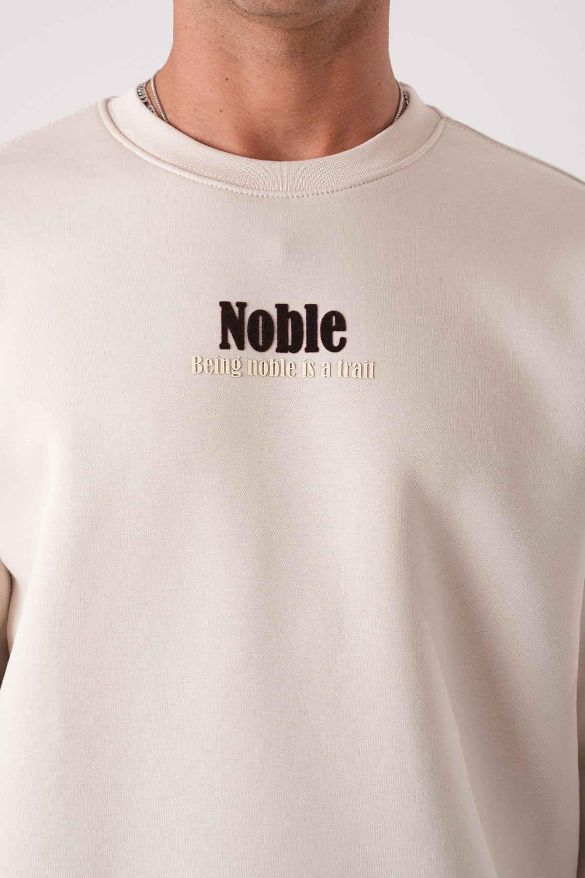 Men’s Off-White Crewneck Sweatshirt – Noble Quote Edition