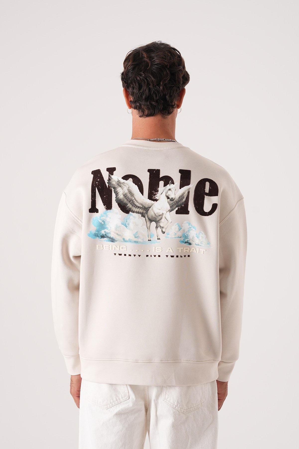 Men’s Off-White Crewneck Sweatshirt – Noble Quote Edition