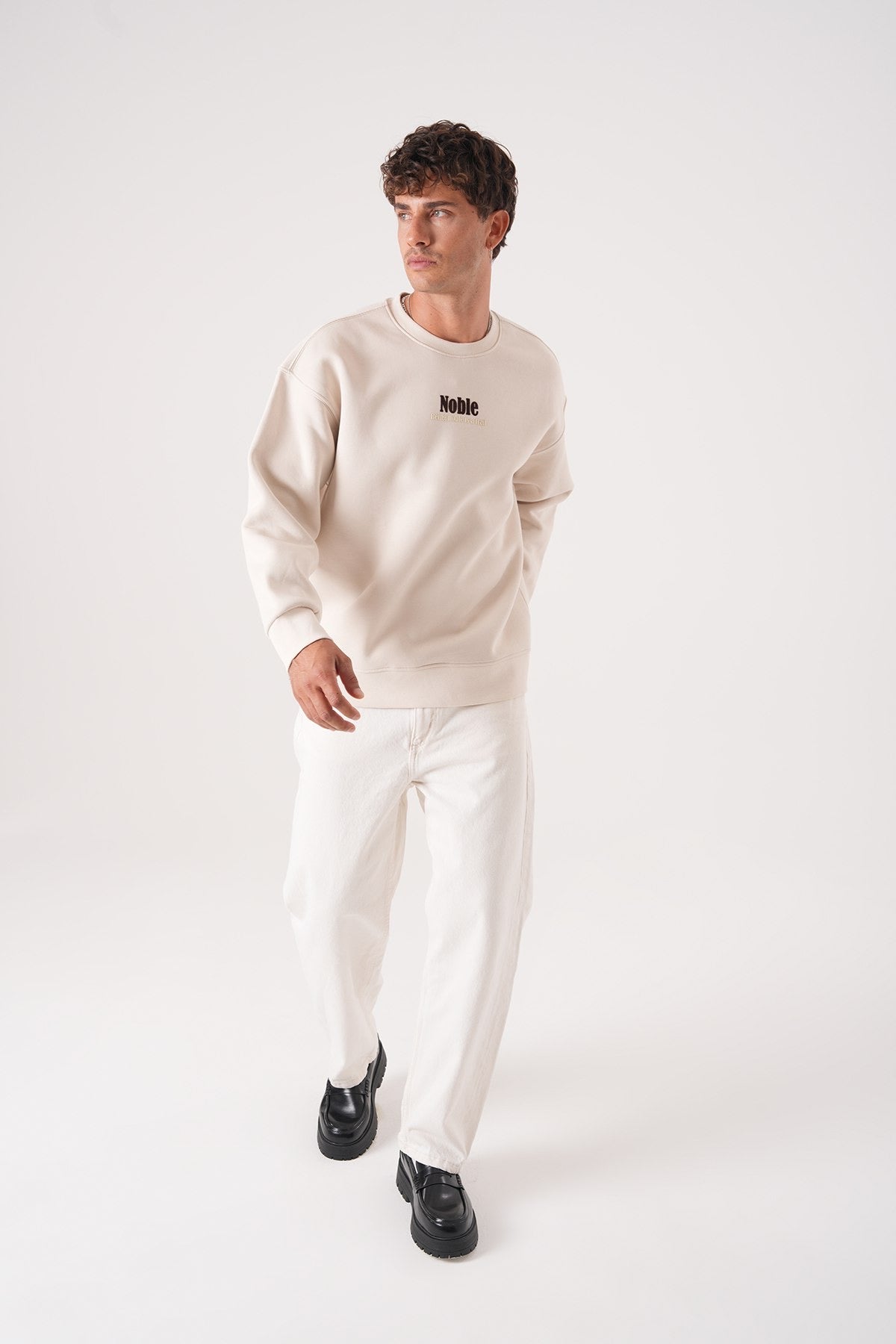 Men’s Off-White Crewneck Sweatshirt – Noble Quote Edition