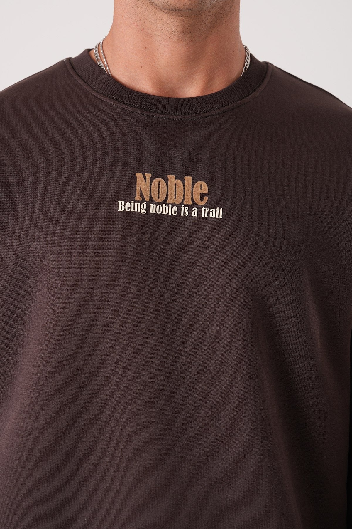 Men’s Crewneck Sweatshirt – Noble Embroidery (Brown)