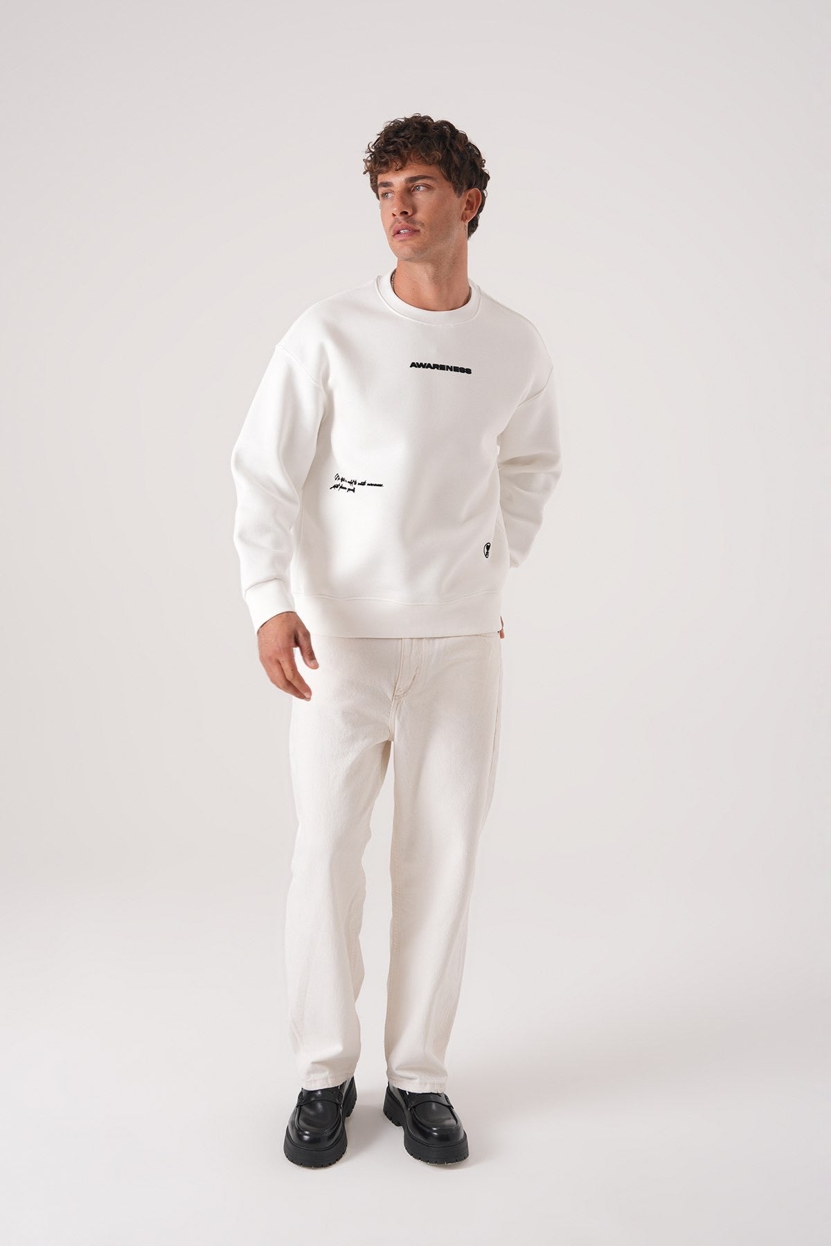 Men’s Awareness Sweatshirt – Floral Back Print (Cream)