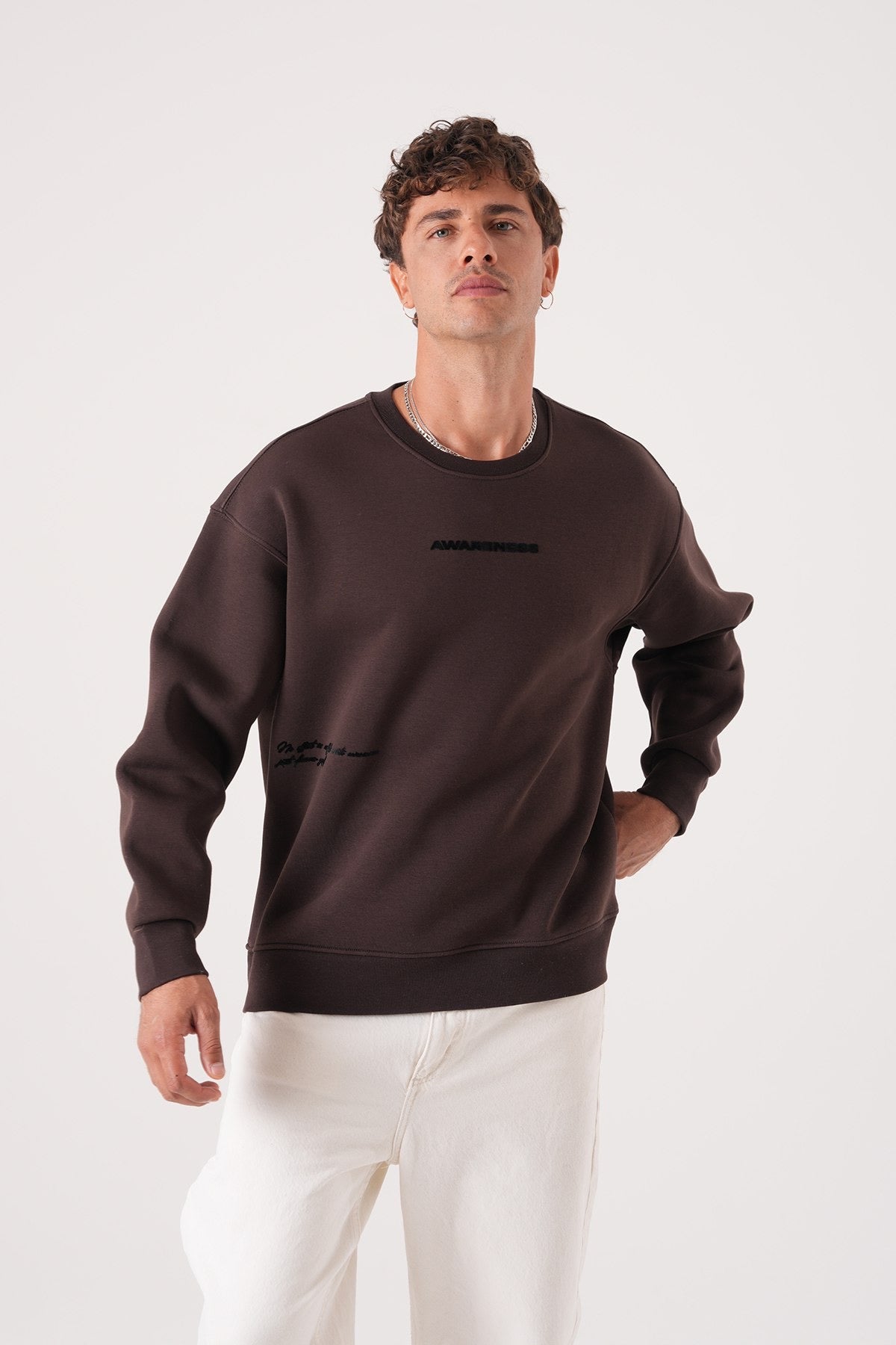 Men’s Minimal Awareness Sweatshirt – Brown