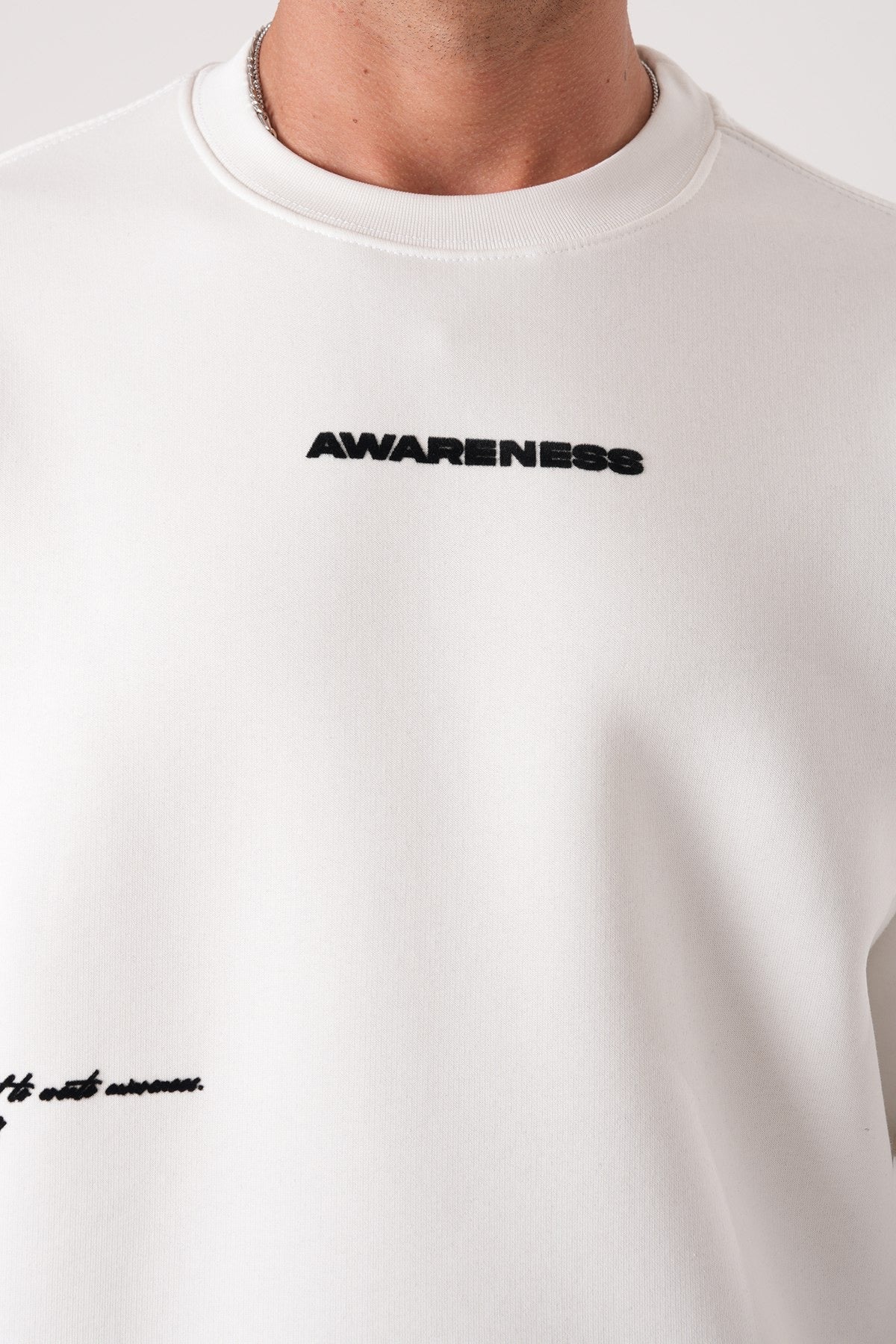 Men’s Awareness Sweatshirt – Minimal Front Print (White)