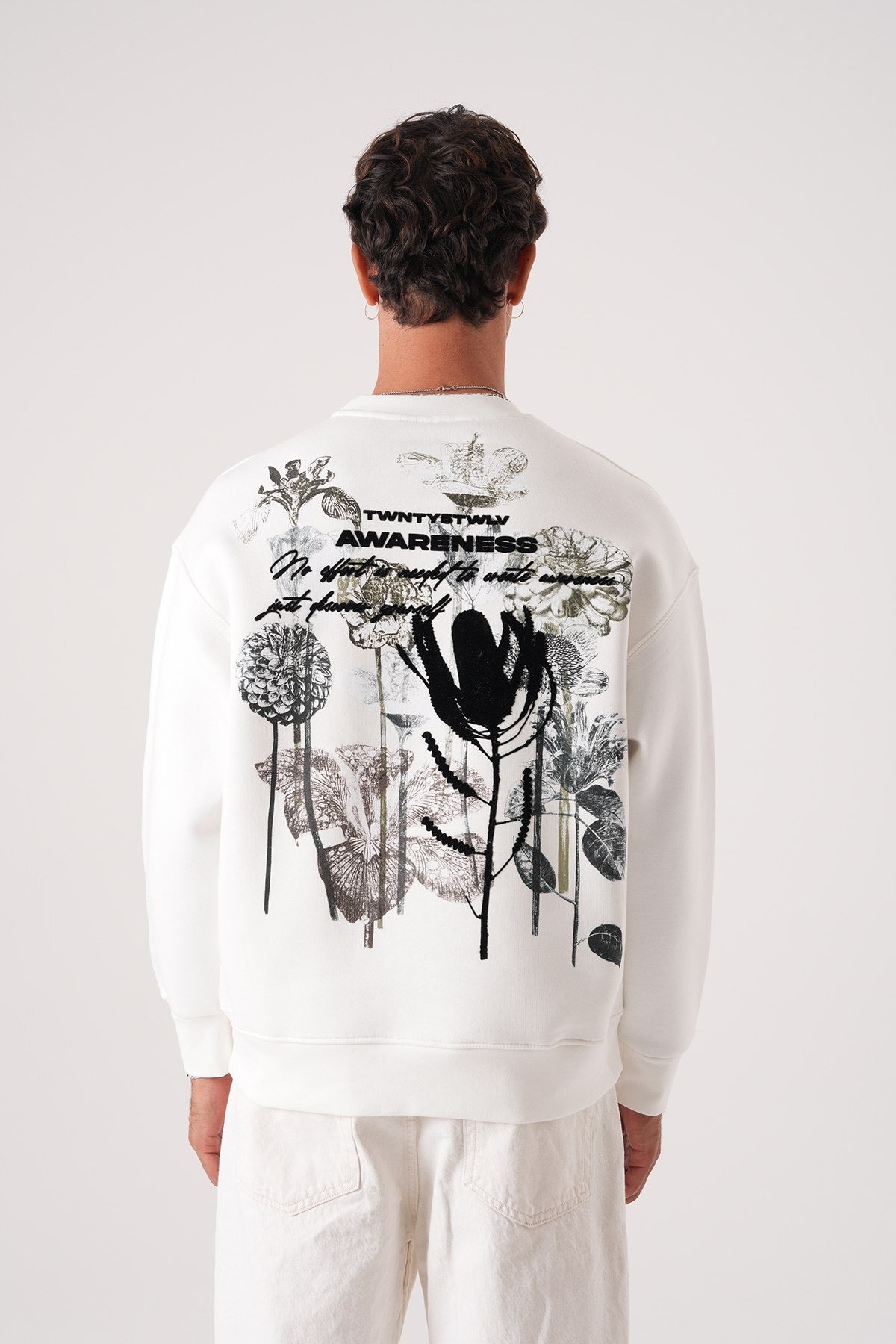Men’s Awareness Sweatshirt – Minimal Front Print (White)