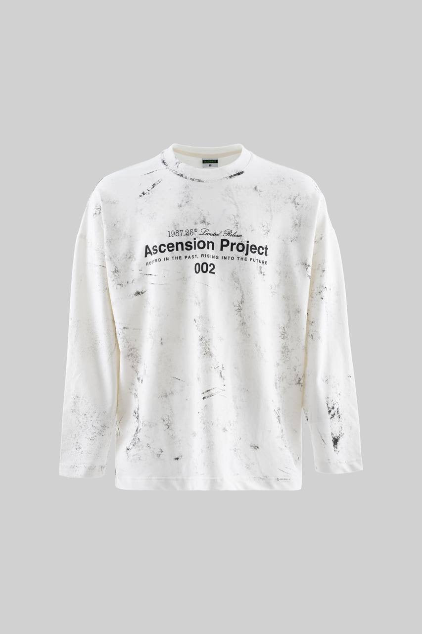 White Marble Print Long Sleeve T-Shirt – Ascension Project Limited Edition