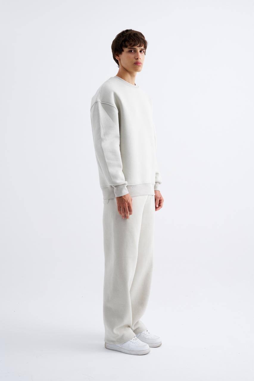 Moda Luna Unisex Crew Neck Three-Thread Sweatshirt — White
