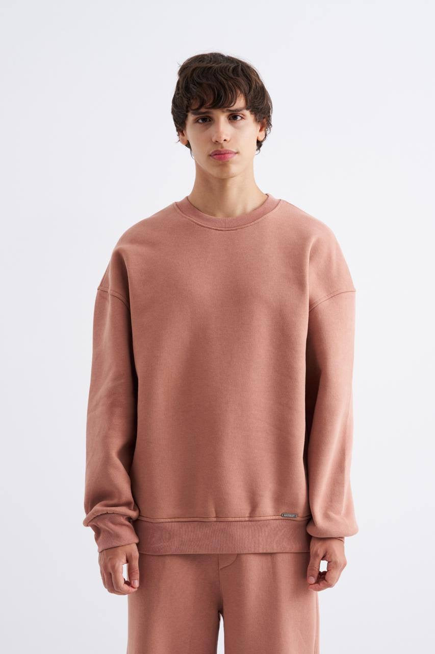 Men Oversized Solid Sweatshirt – Beige