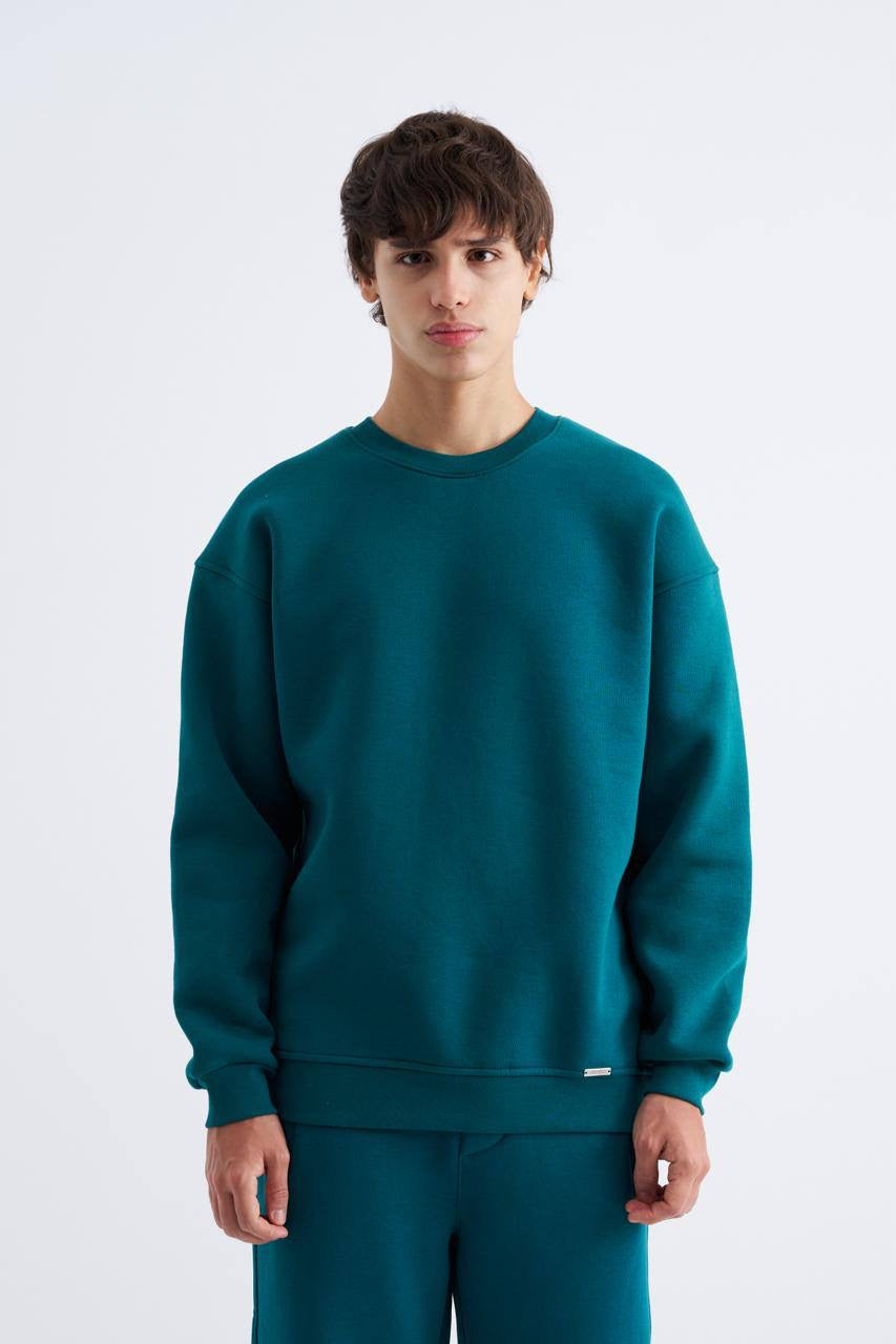 Oversized Boxy Scuba Sweatshirt – Forest Green