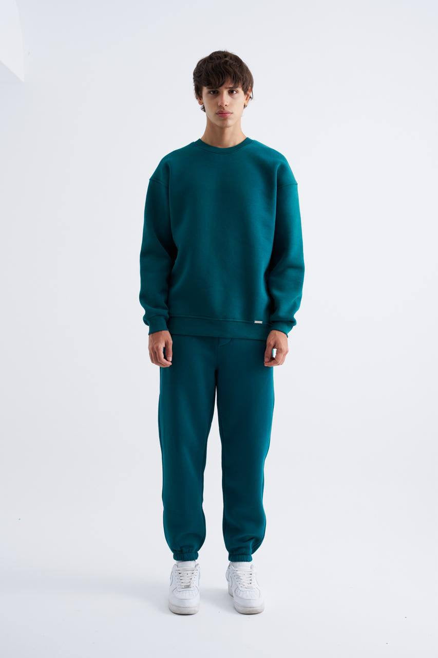 Oversized Boxy Scuba Sweatshirt – Forest Green