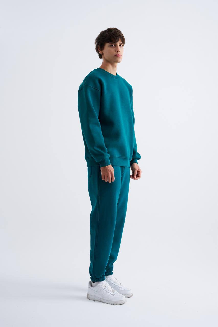 Oversized Boxy Scuba Sweatshirt – Forest Green