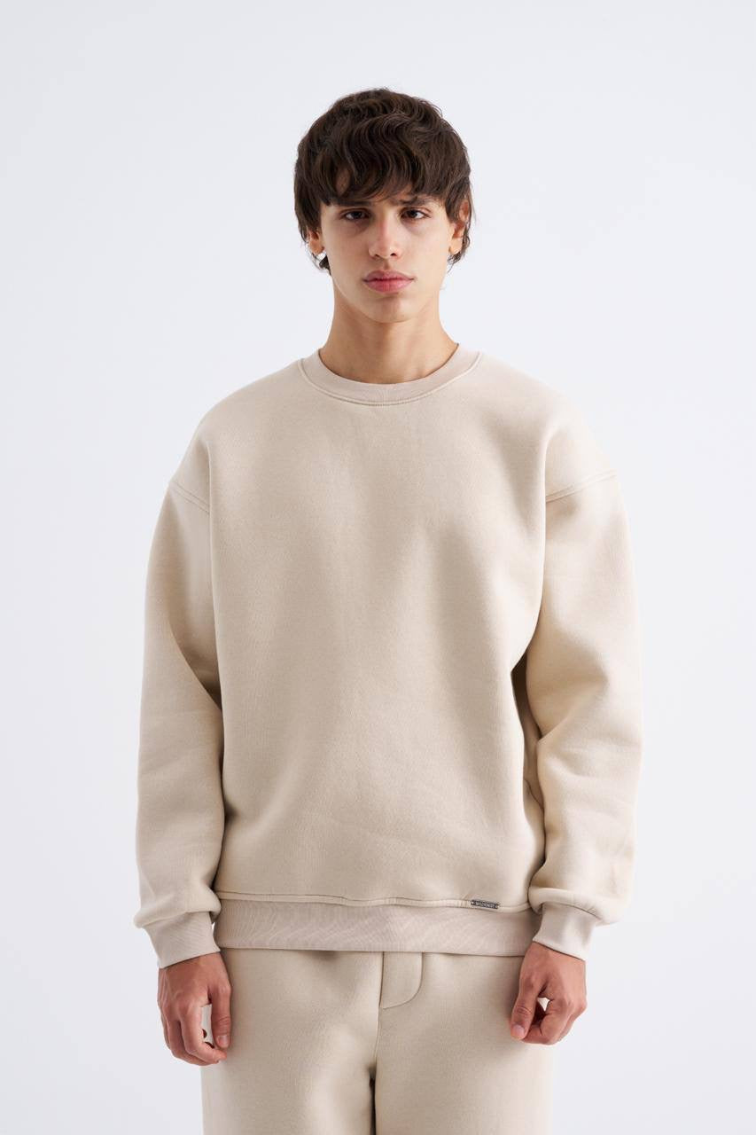 Martin Valen Men's Oversized Basic Beige Sweatshirt