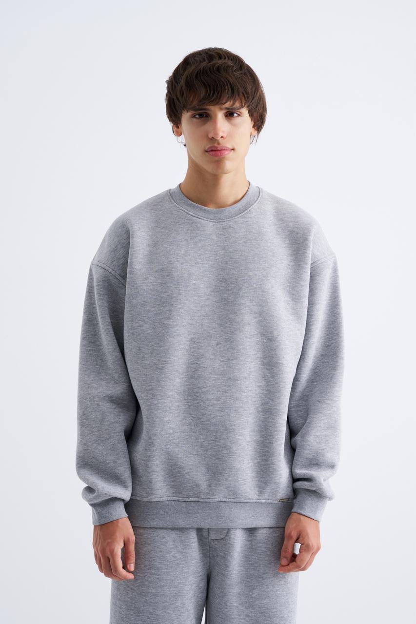 Machinist Men's Oversize Basic Sweatshirt in Grey Melange