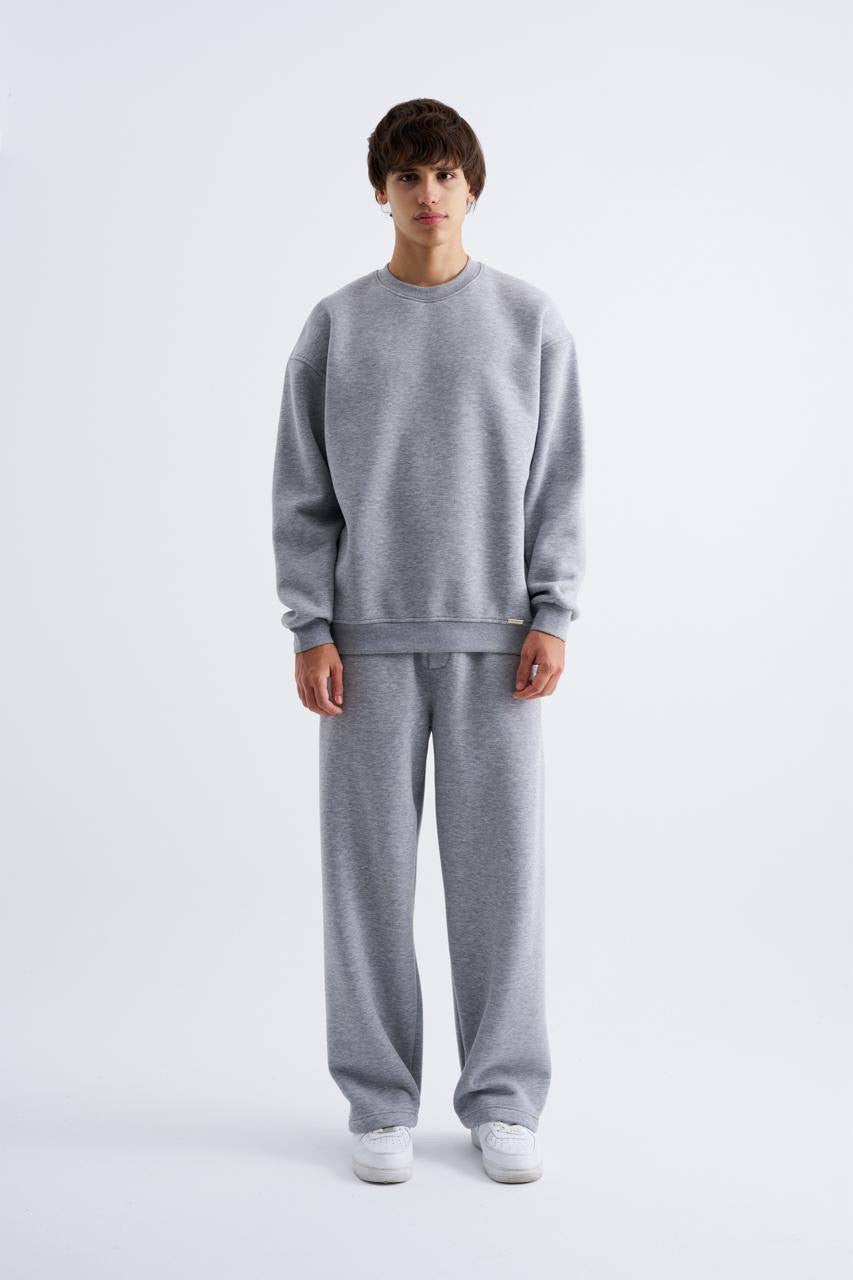 Machinist Men's Oversize Basic Sweatshirt in Grey Melange