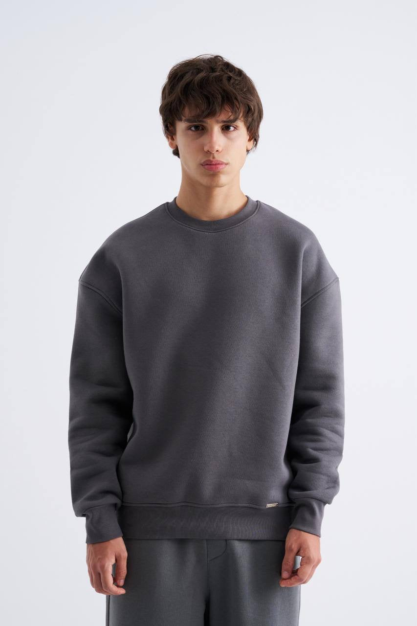 YAKAMEL Men's Oversized 3-Thread Fleece Sweatshirt