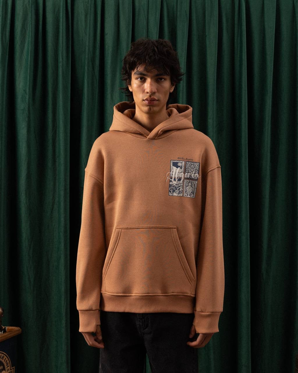 Men’s Camel Algeria Patch Hoodie – Travel-Inspired Streetwear
