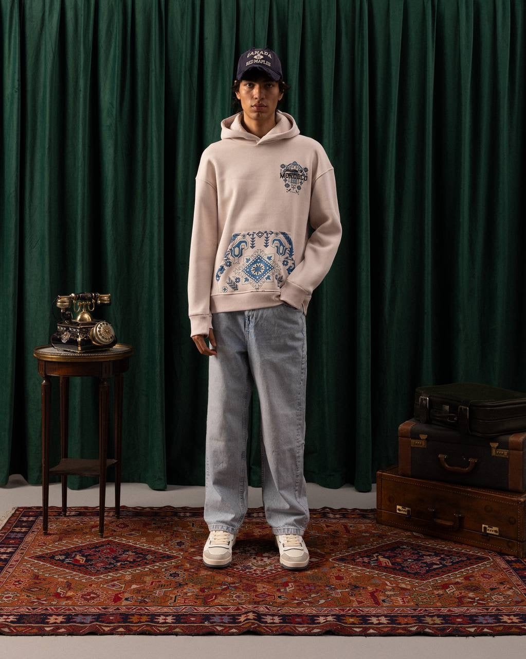 Men’s Beige Morocco Graphic Hoodie – Cultural Travel Streetwear