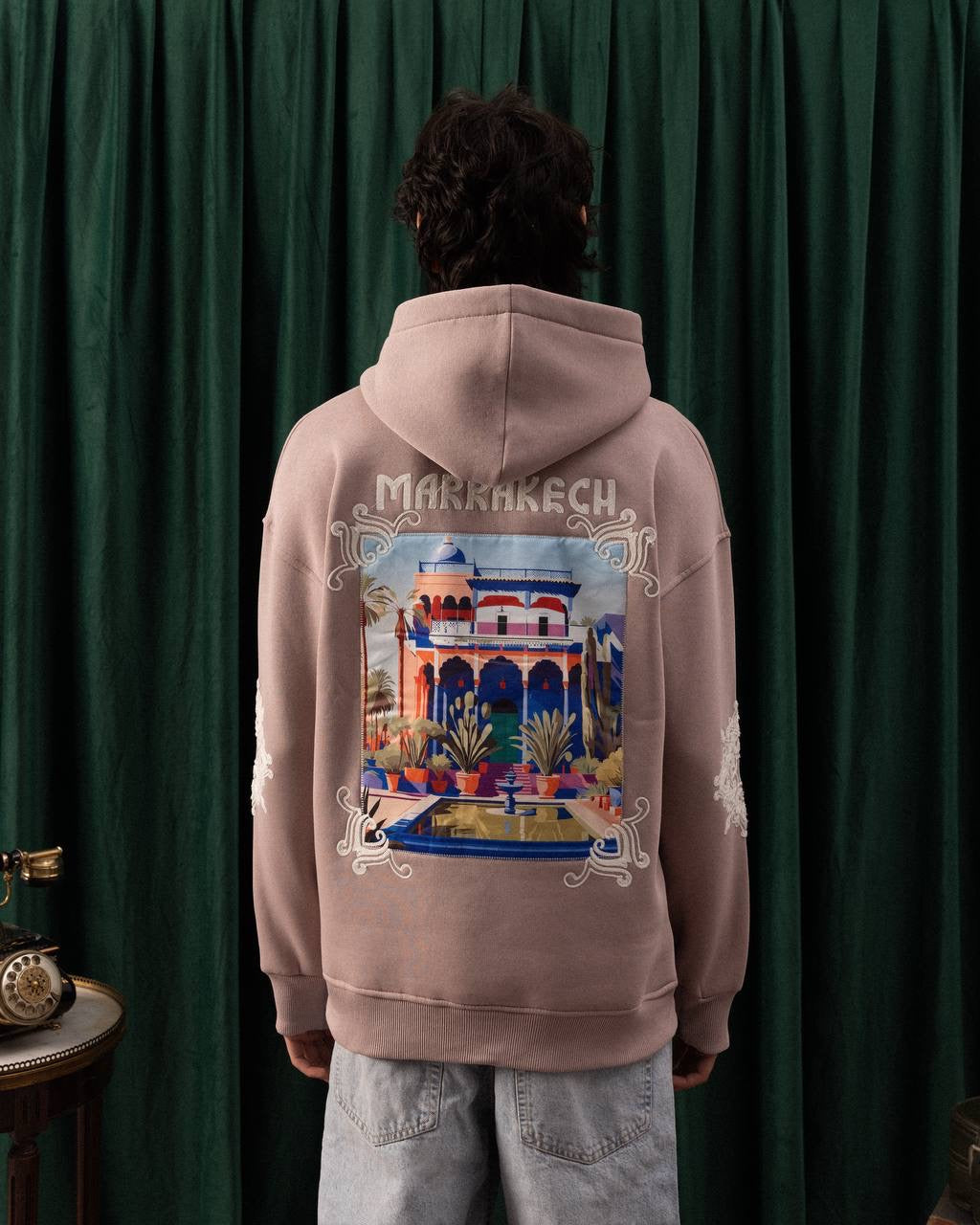 Men’s Mauve Marrakech Embroidered Hoodie – Moroccan Inspired Streetwear