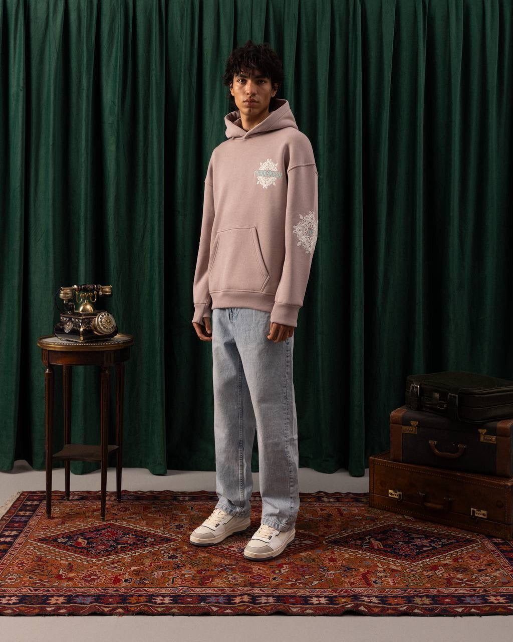 Men’s Mauve Marrakech Embroidered Hoodie – Moroccan Inspired Streetwear