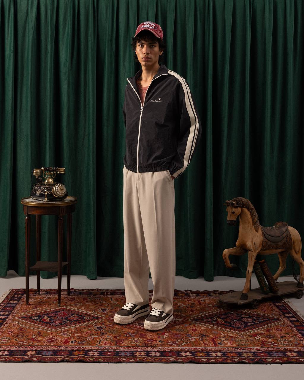 Men’s Track Jacket – Plus Eighteen Striped Zip-Up (Multiple Colors)