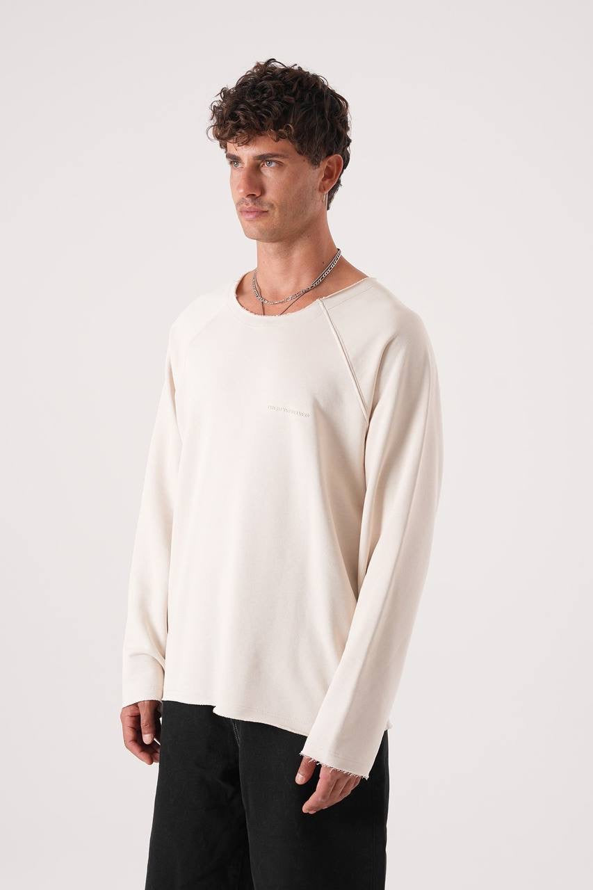 Men’s Minimal Raw Hem Long Sleeve Tee
