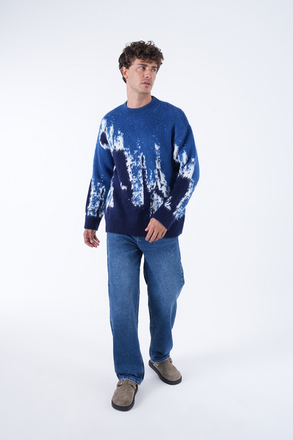 Men’s Abstract Pattern Knit Sweater