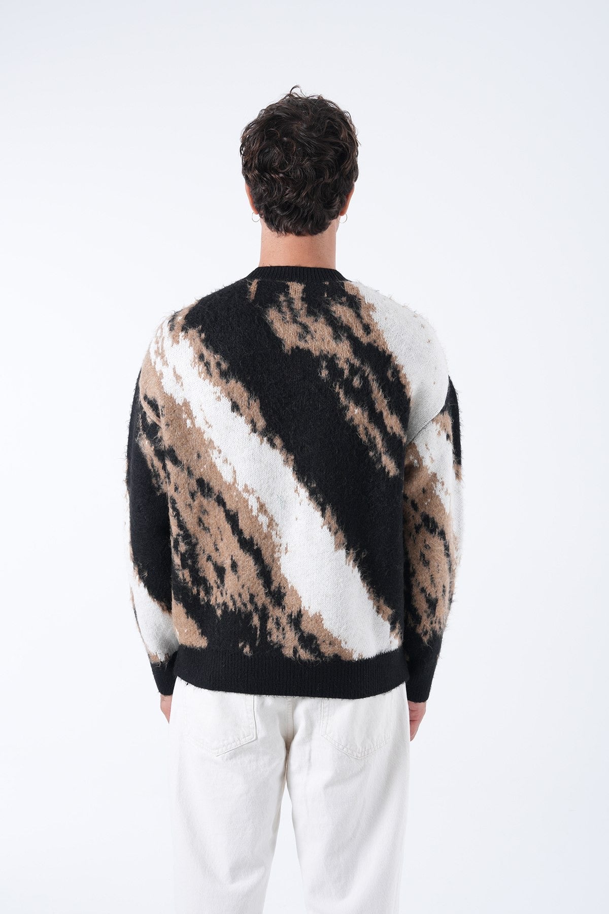 Men’s Abstract Knit Sweater – Brown Mix