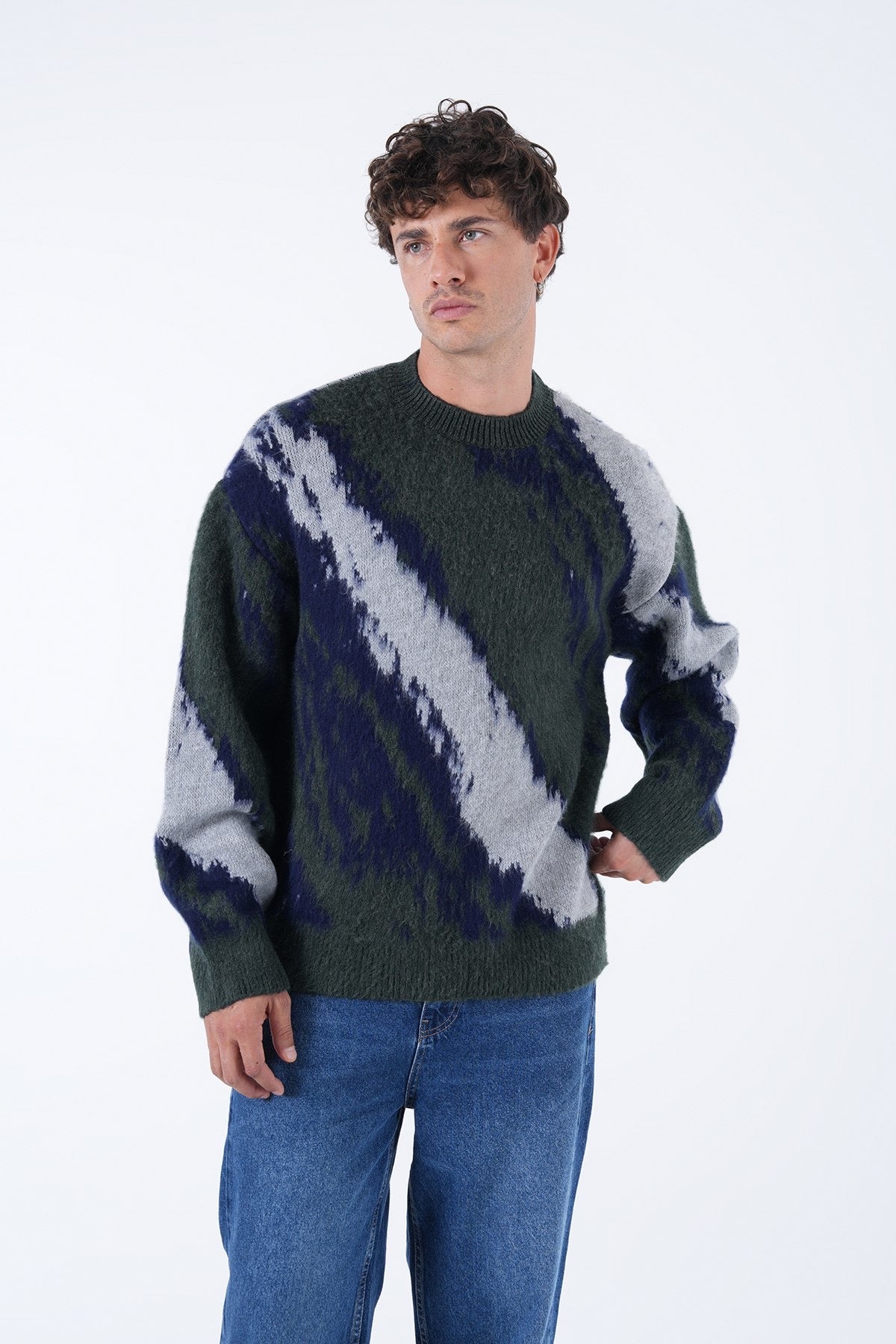 Men’s Abstract Pattern Knit Sweater – Multi-Color Options