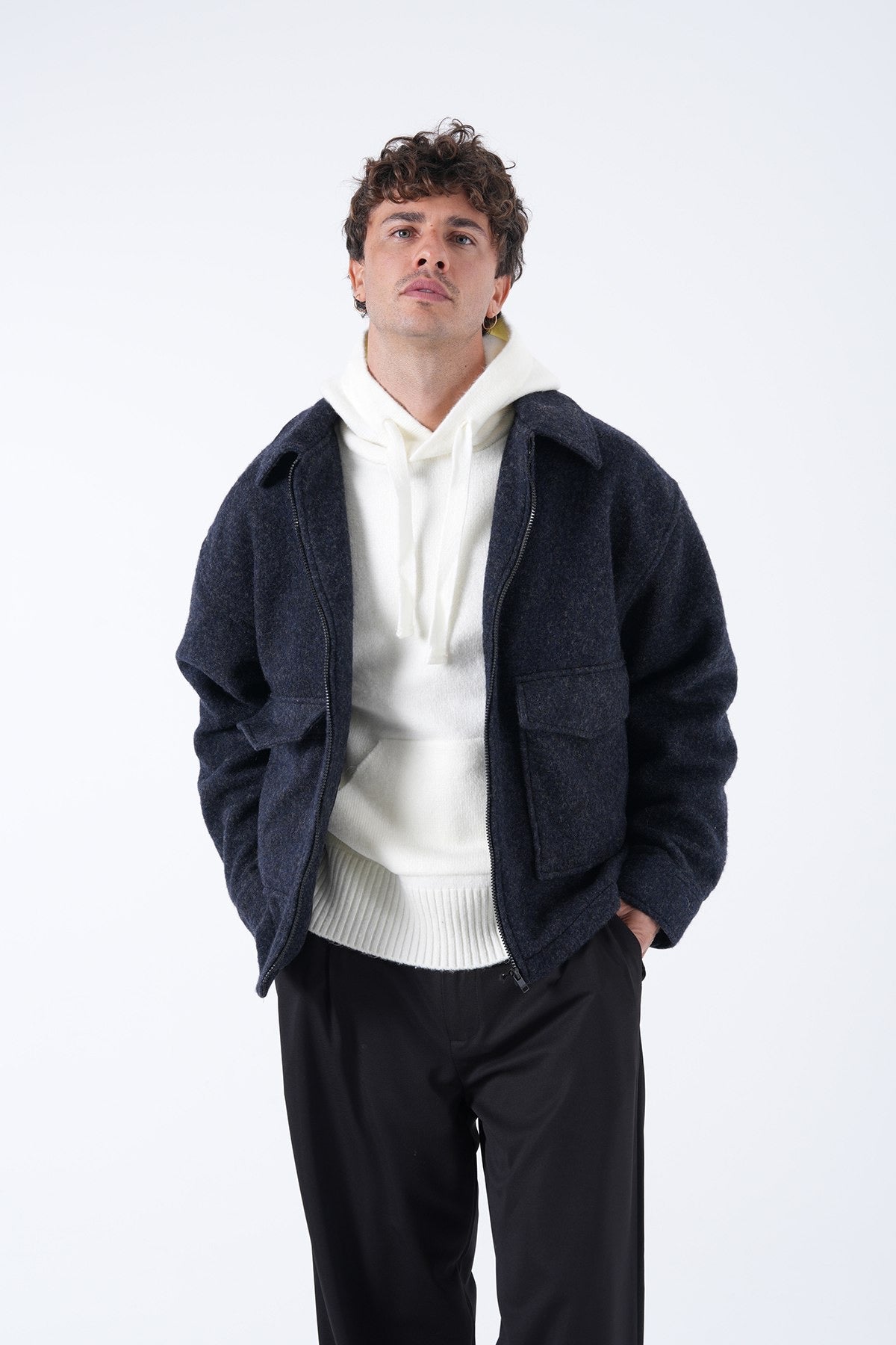 Men’s Classic Wool Blend Zip Jacket – Multi-Color Collection