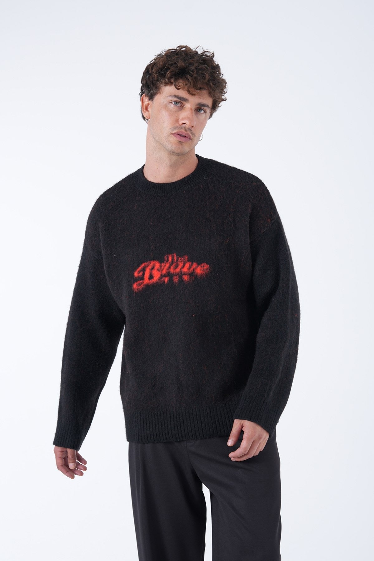 Men’s Graphic Logo Knit Sweater – Black