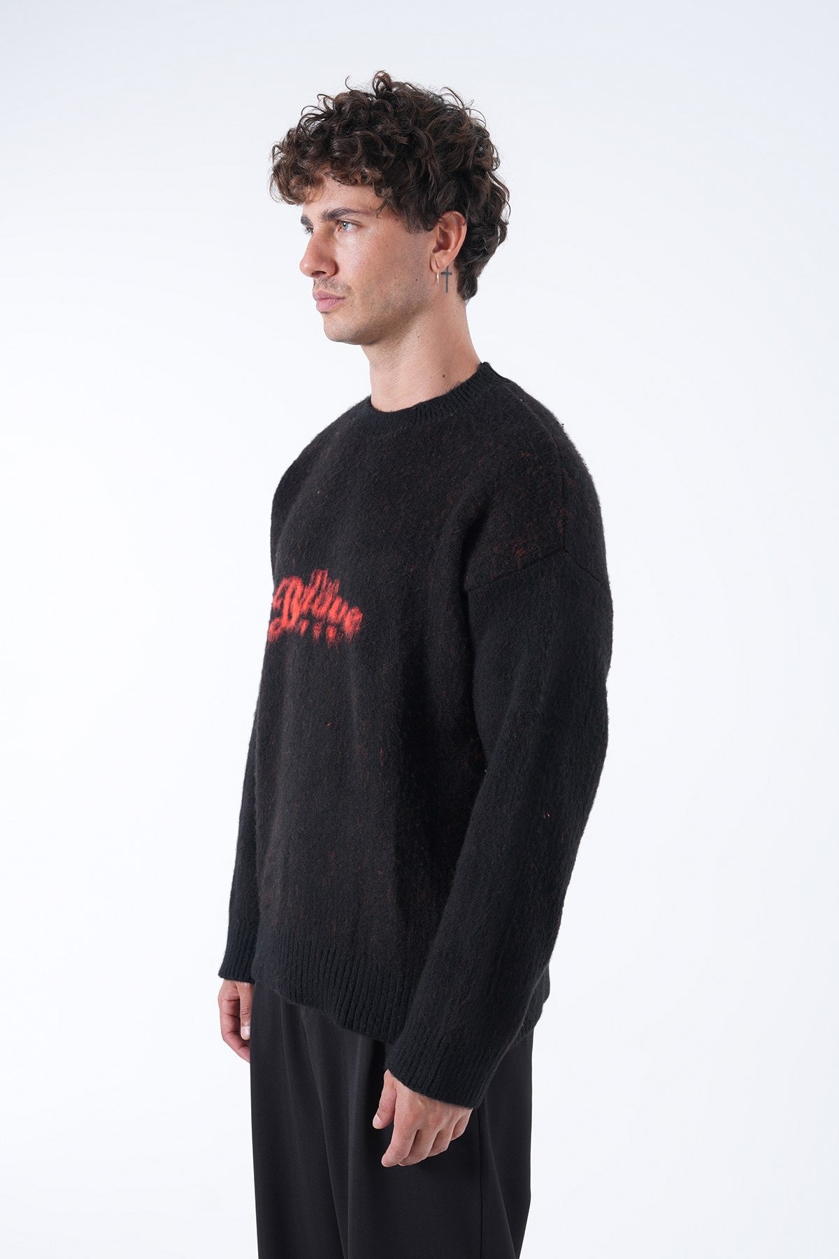 Men’s Graphic Logo Knit Sweater – Black