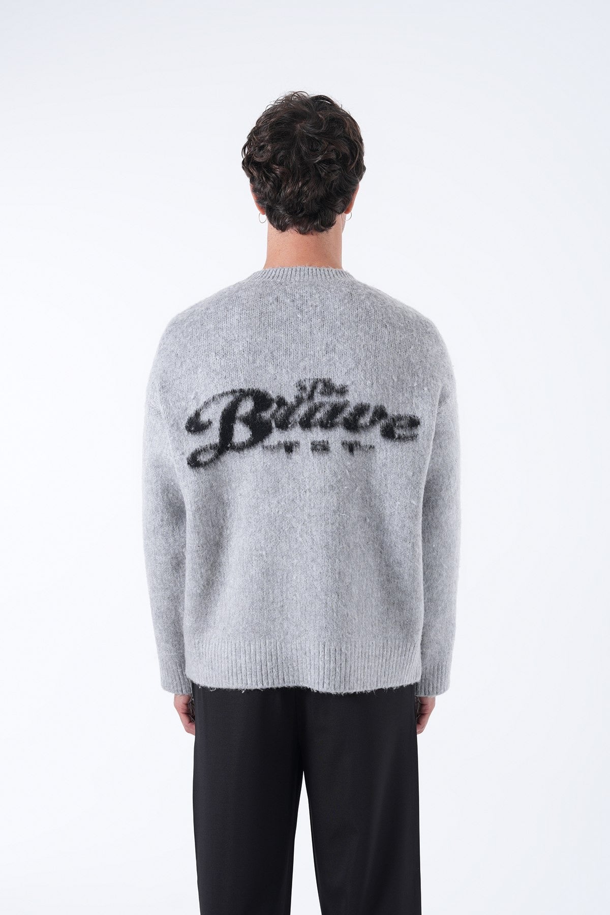 Men’s Bold Logo Fuzzy Knit Sweater