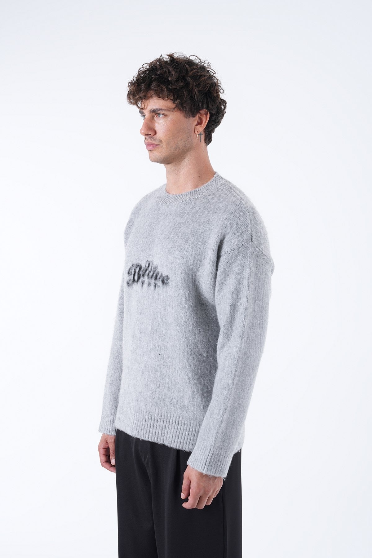 Men’s Bold Logo Fuzzy Knit Sweater