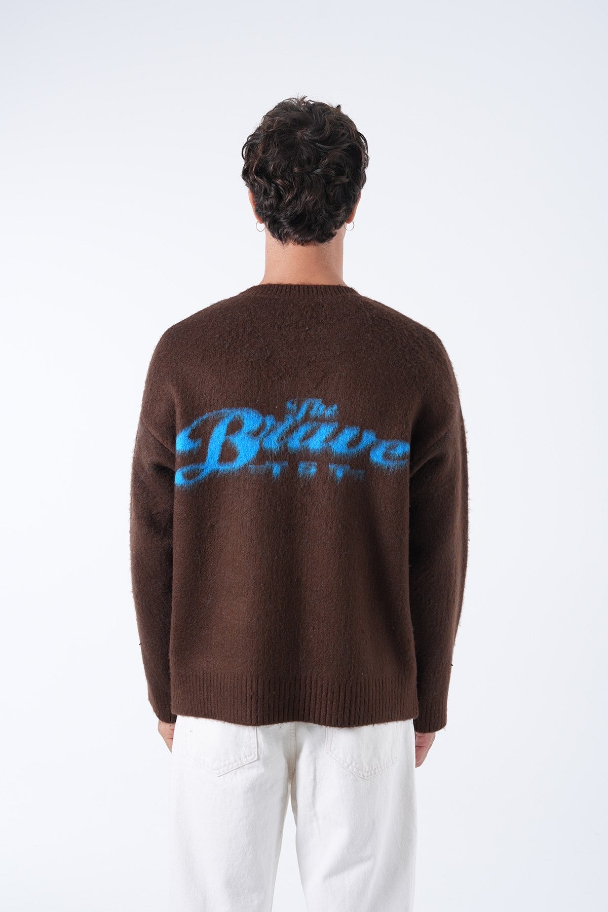 Men’s Bold Logo Fuzzy Knit Sweater