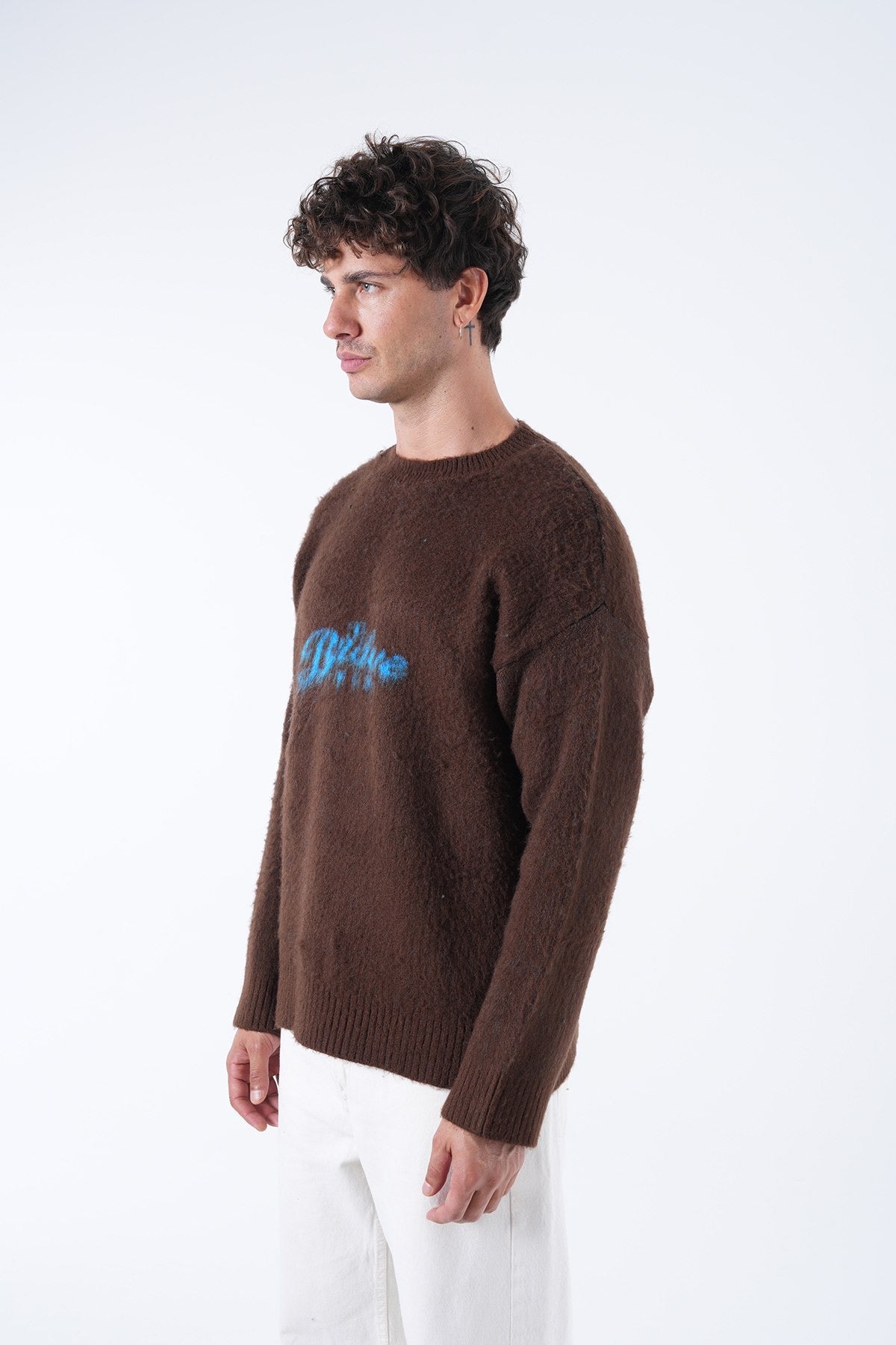 Men’s Bold Logo Fuzzy Knit Sweater