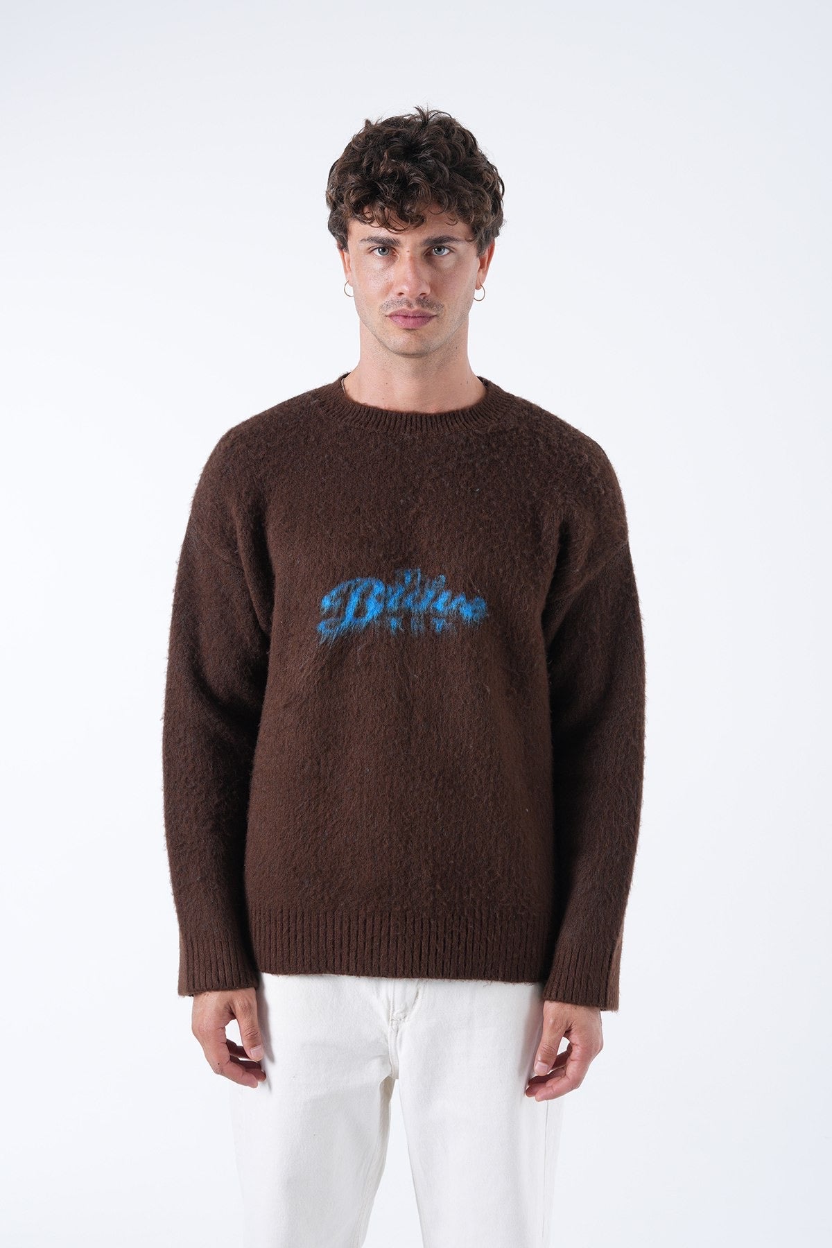 Men’s Bold Logo Fuzzy Knit Sweater