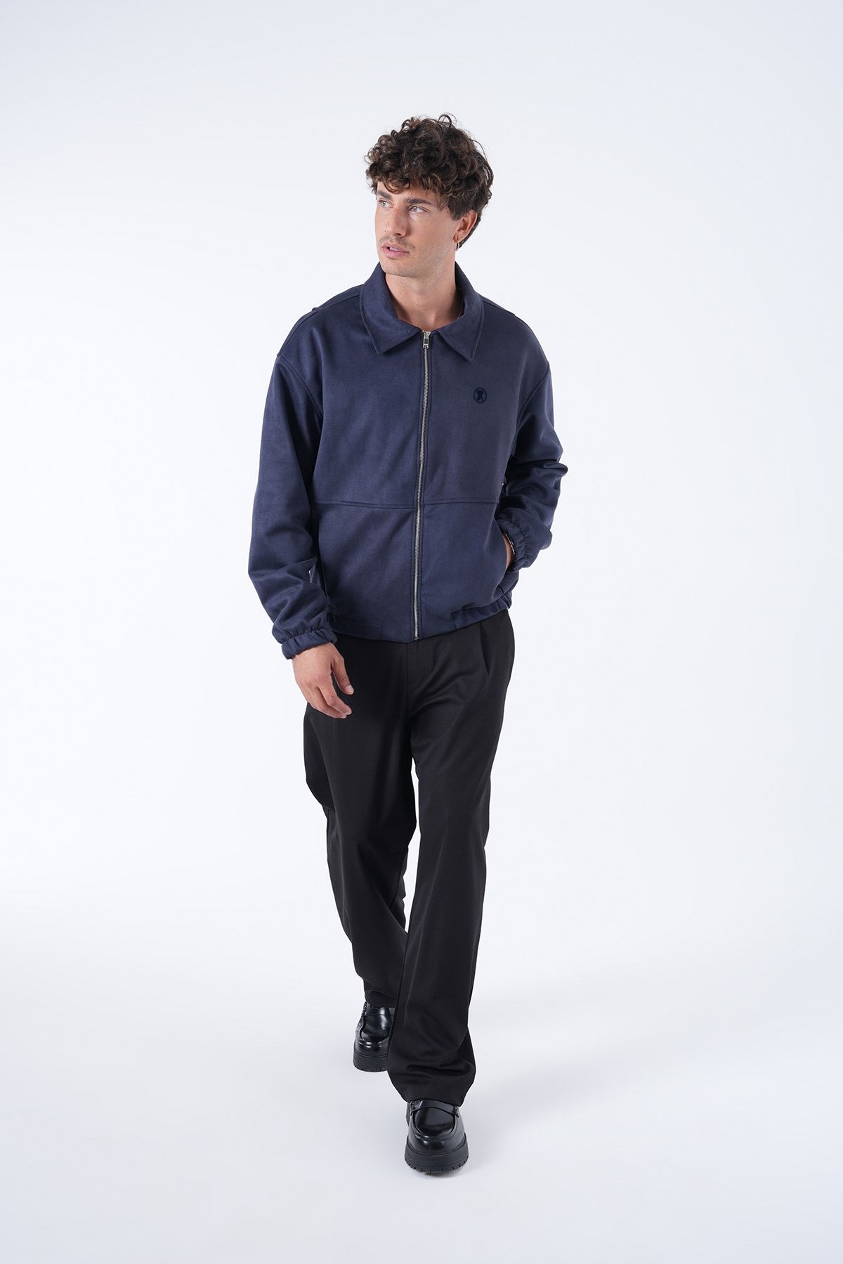 Men’s Suede Effect Zip Jacket – Minimal Collection