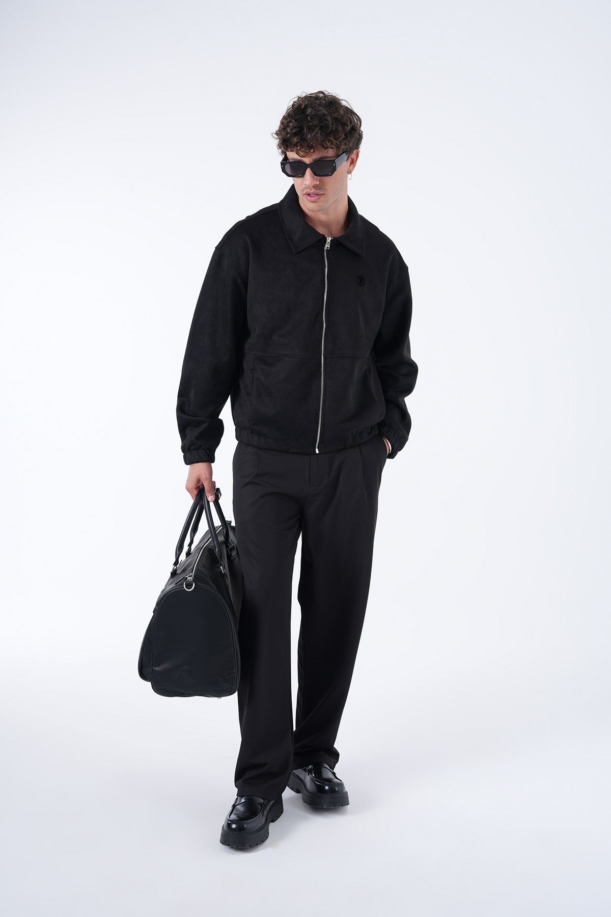 Men’s Suede Effect Zip Jacket – Minimal Collection