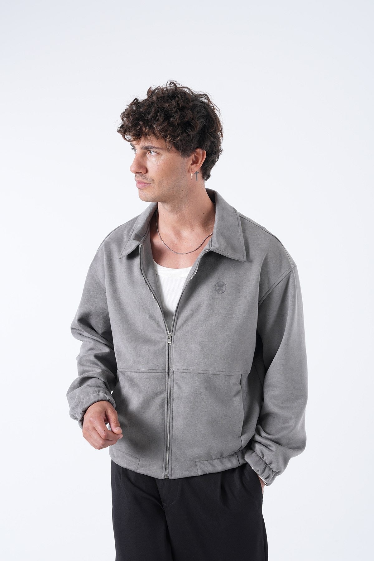 Men’s Suede Effect Zip Jacket – Minimal Collection