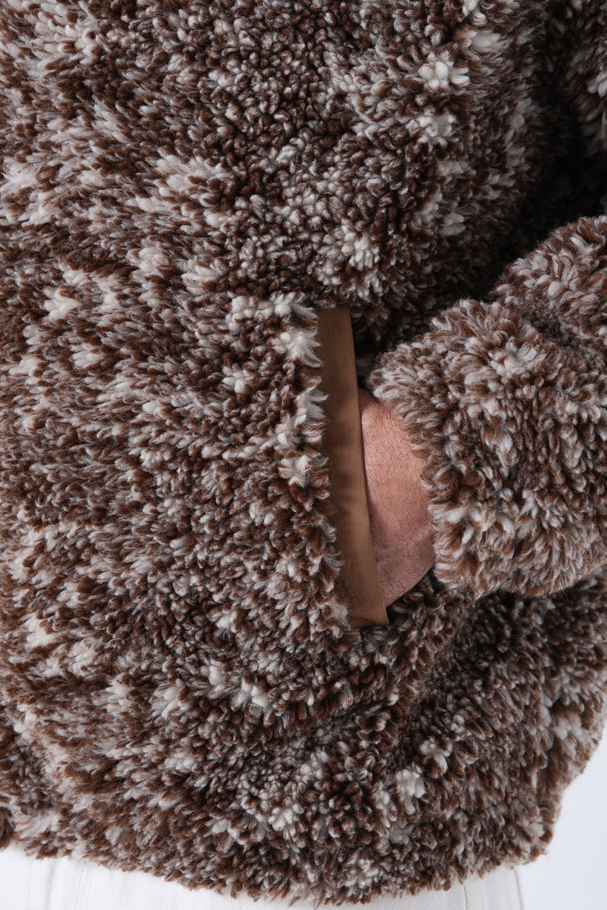 Men’s Sherpa Zip-Up Hoodie – Brown Frost Edition