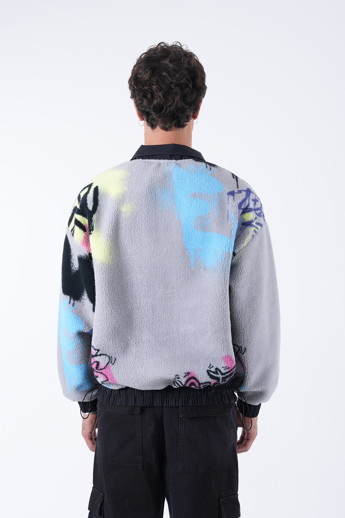 Graffiti Fleece Half-Zip Pullover – Urban Streetwear Vibes