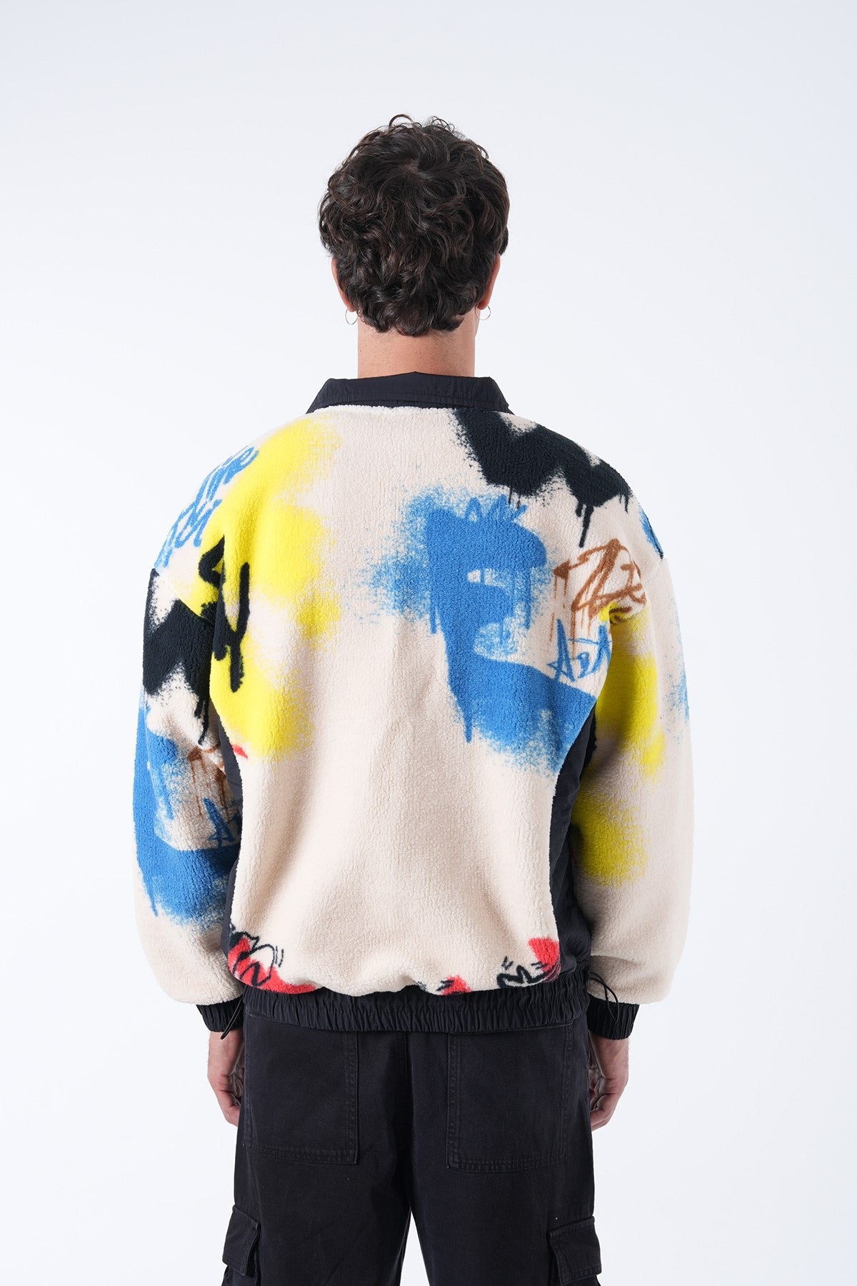 Graffiti Fleece Half-Zip Pullover – Urban Streetwear Vibes