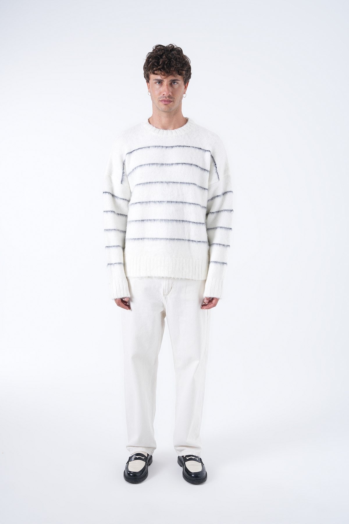 Striped Fuzzy Knit Sweater – Effortless Comfort, Timeless Style