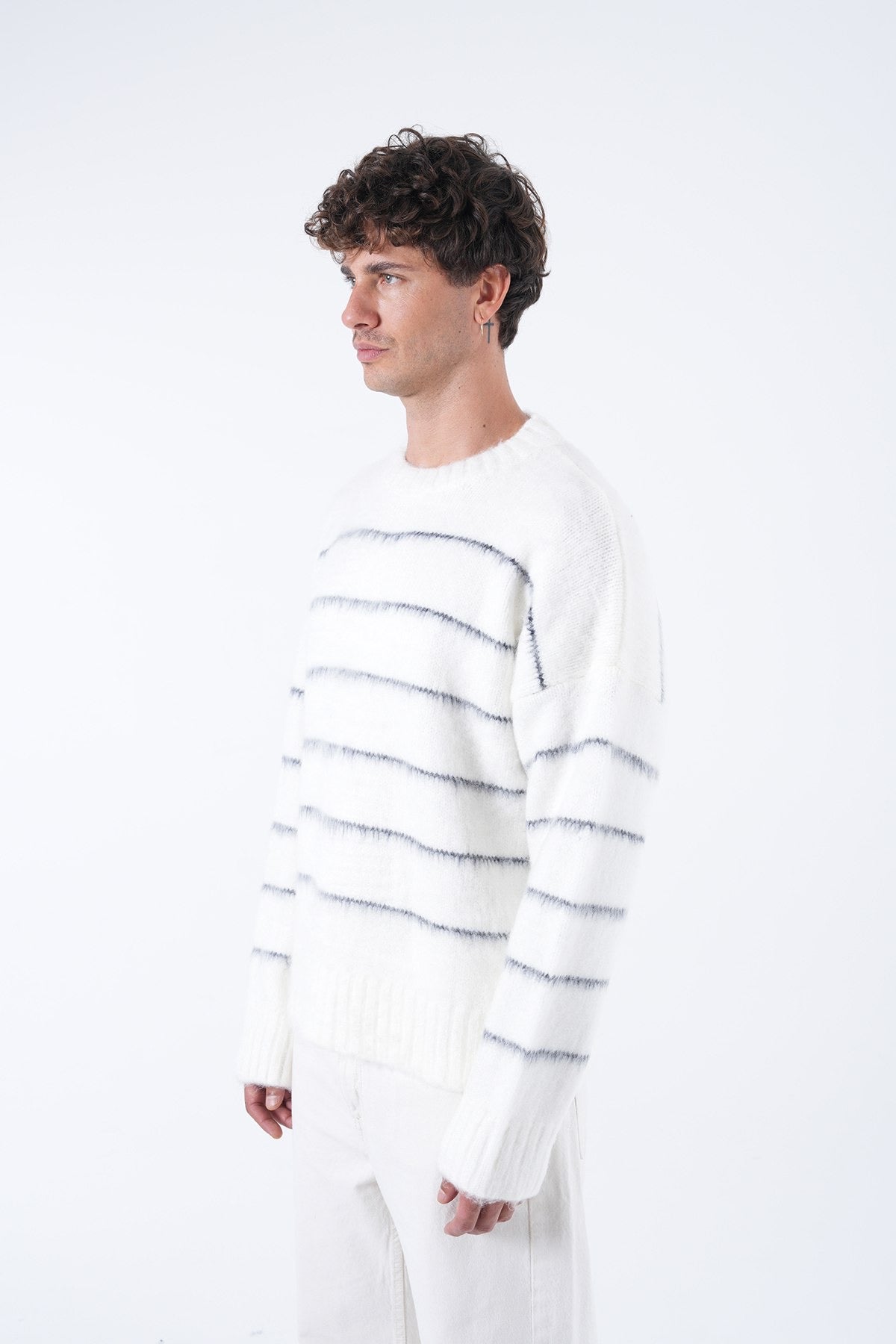 Striped Fuzzy Knit Sweater – Effortless Comfort, Timeless Style