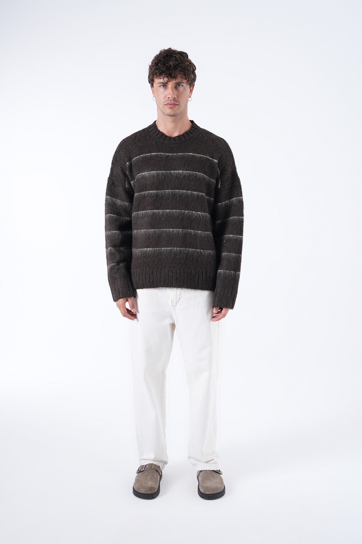 Striped Fuzzy Knit Sweater – Effortless Comfort, Timeless Style