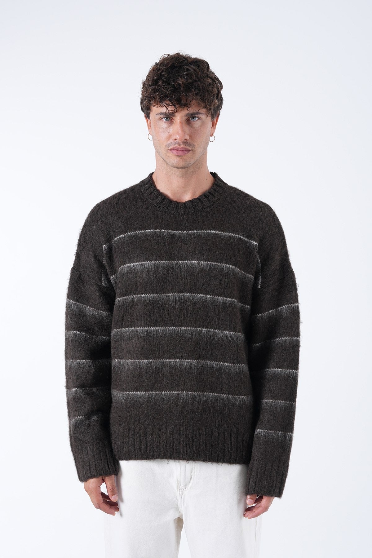 Striped Fuzzy Knit Sweater – Effortless Comfort, Timeless Style
