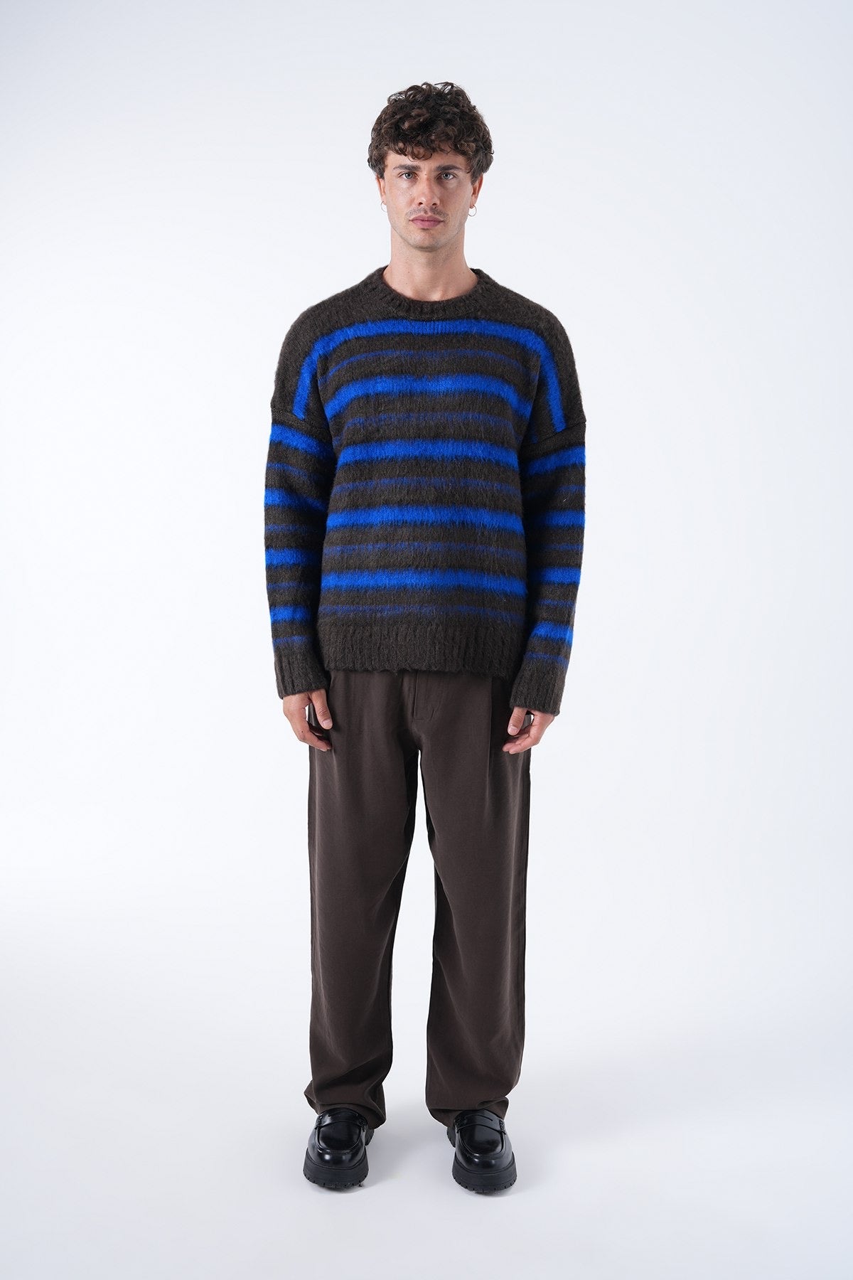 Striped Fuzzy Knit Sweater – Effortless Comfort, Timeless Style