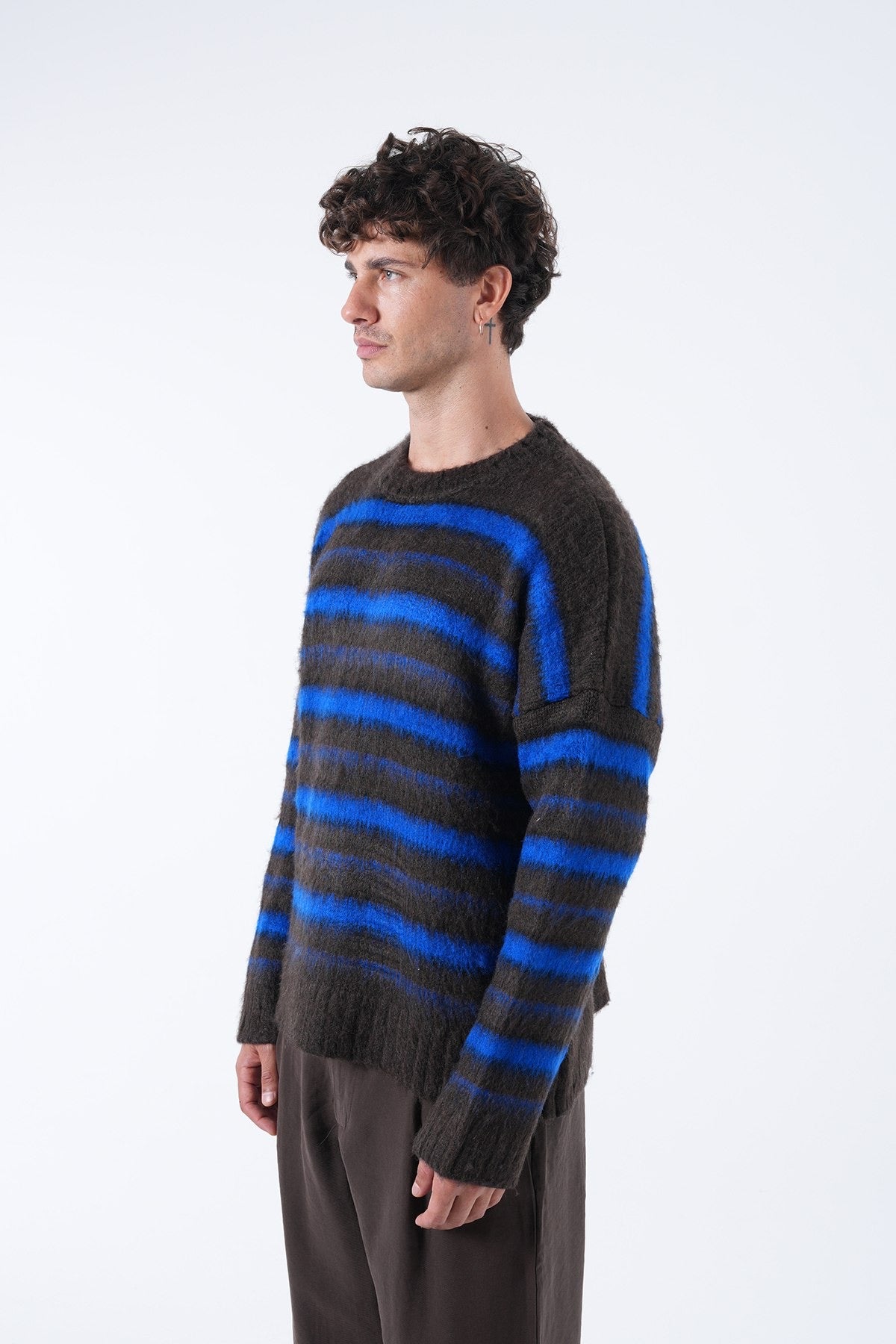 Striped Fuzzy Knit Sweater – Effortless Comfort, Timeless Style